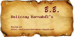 Beliczay Barnabás névjegykártya